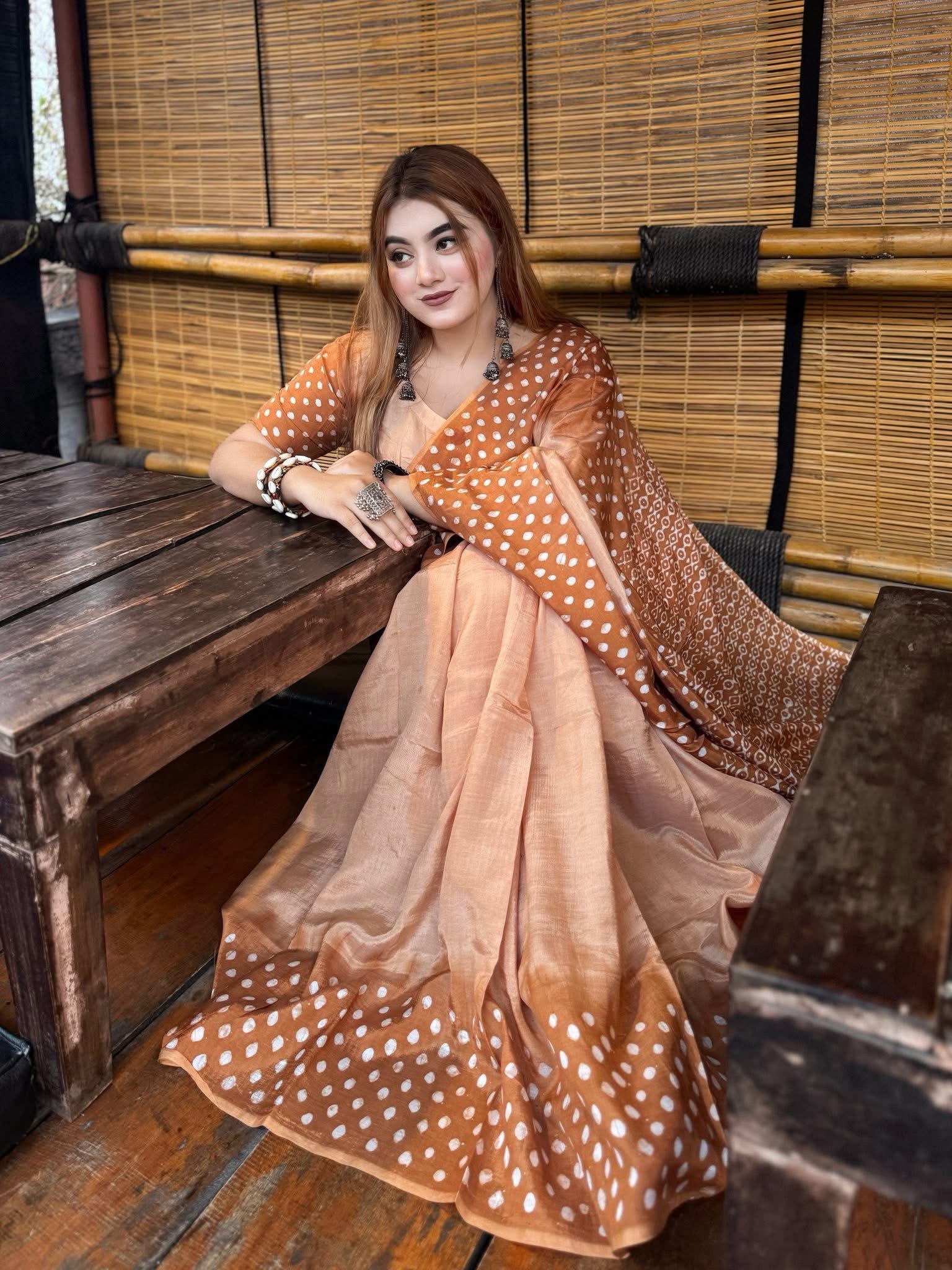 New batik design printed Saree with blouse piece | BDS-01