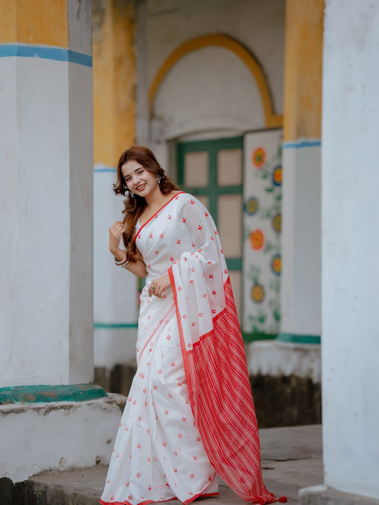 Semi Moslin Silk Digital Printed Saree With Blouse Piece | BDS-35