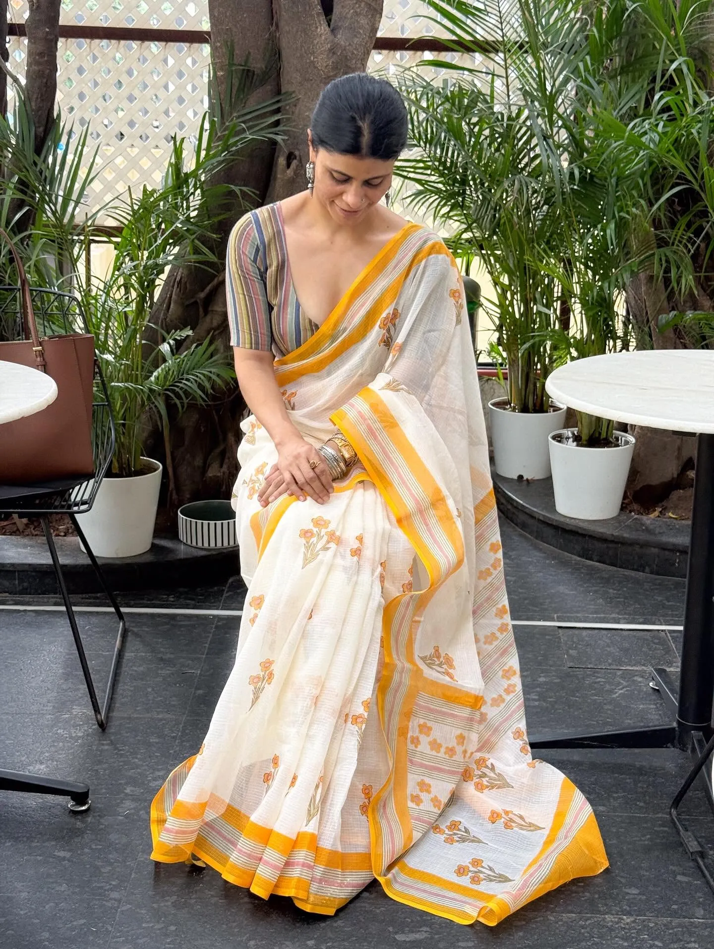 Flower Kota Doria Printed Saree